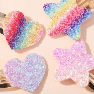 16 ชิ้น กิ๊บติดผมลายดาว และลายหัวใจหลากสี กลิสเตอร์ 