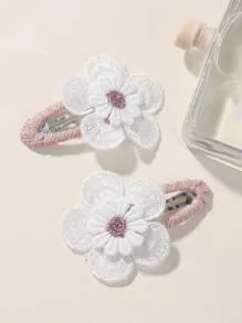 2 ชิ้น/เซต กิ๊บติดผมลายดอกไม้สีชมพูหวานน่ารัก