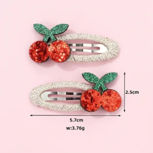 2ชิ้น/เซต กิ๊บติดผมลายเชอร์รี่สีแดง