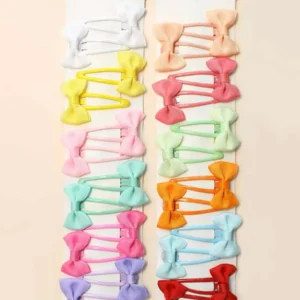 24 ชิ้น/12 คู่ กิ๊บติดผม BB โบว์ริบบิ้น คละสี สำหรับเด็ก